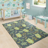 Cute Owls Leaves Pattern Area Rug