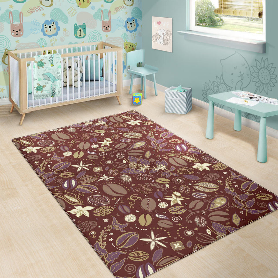 Coffee Bean Flower Pattern Area Rug