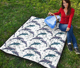Dolphins Pattern Dotted Background Premium Quilt