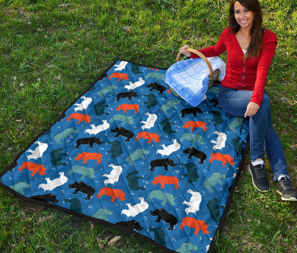 Colorful Rhino Pattern Premium Quilt