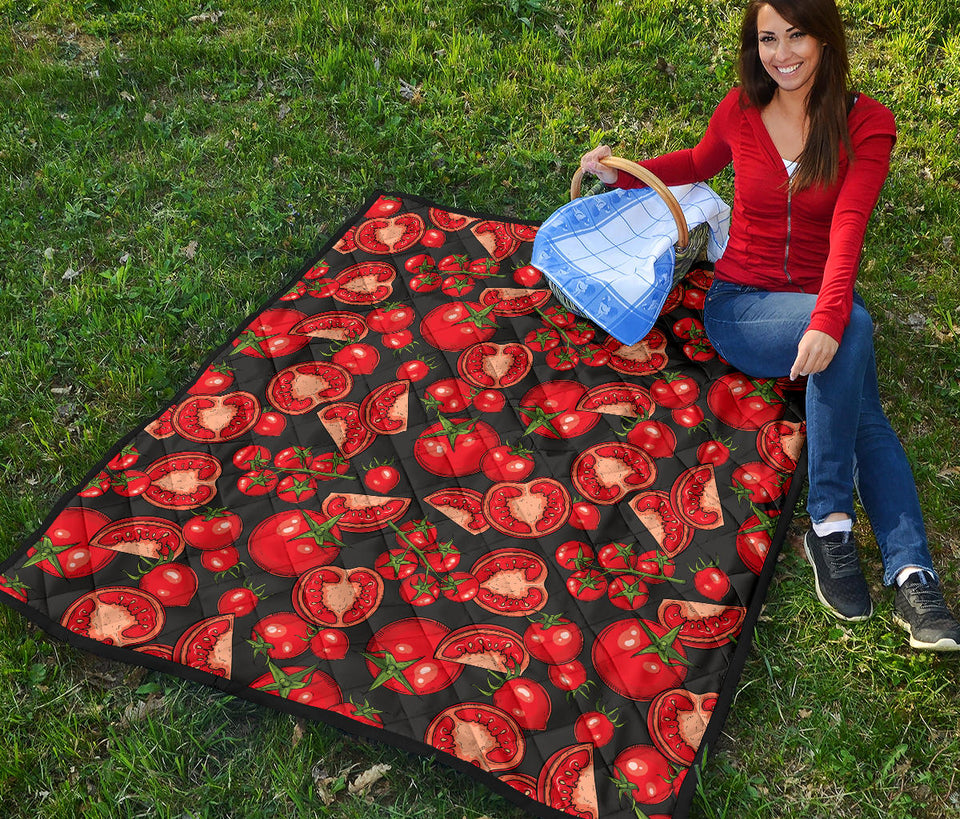 Tomato Black Background Premium Quilt