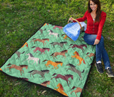Colorful Horses Pattern Premium Quilt