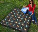 Deers Star Tree Pattern Premium Quilt