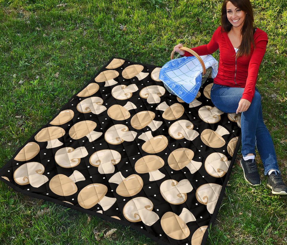 Champignon Mushroom Pattern Premium Quilt
