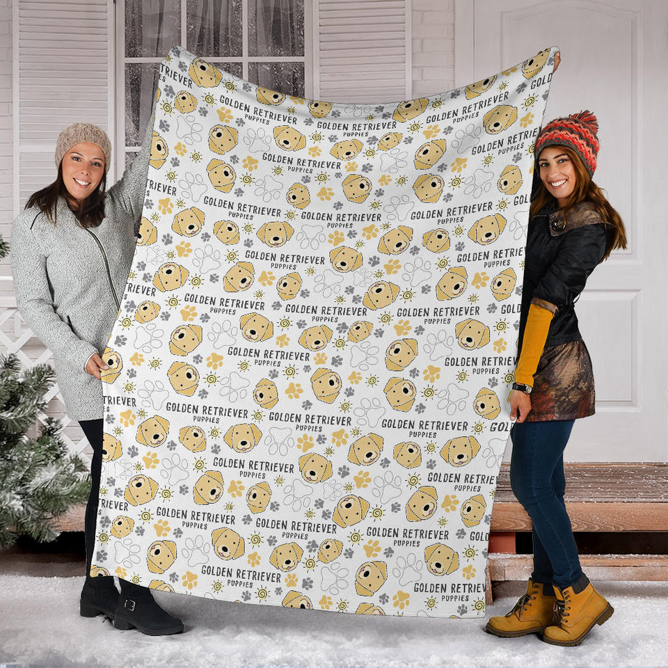 Golden Retriever Pattern Print Design 04 Premium Blanket