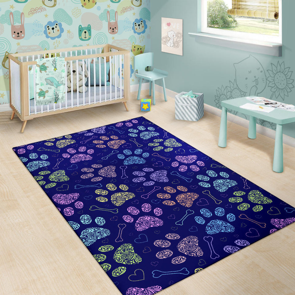 Dog Paws Pattern Print Design 02 Area Rug