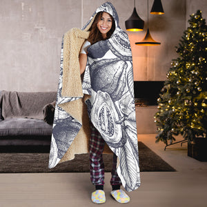 Guava Tropical Hand Drawn Pattern Hooded Blanket
