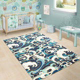 Japanese Wave Pattern Area Rug