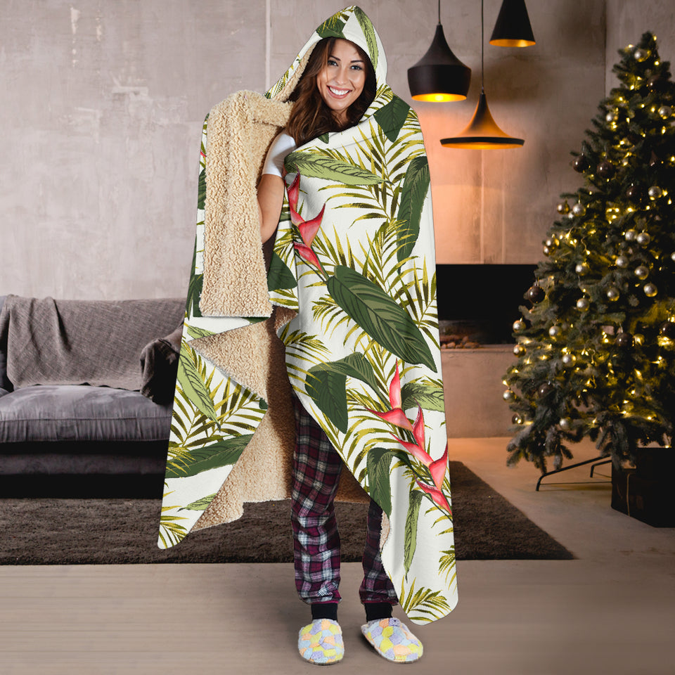 Heliconia Pattern Hooded Blanket