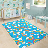 Rainbows Sky Clouds Pattern Area Rug