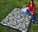 Sugar Skull Black White Pattern Premium Quilt