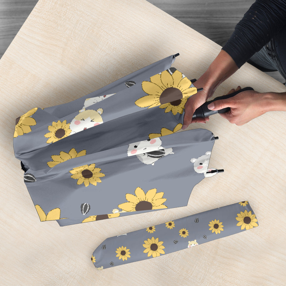 Cute Hamster Sunflower Pattern Background Umbrella