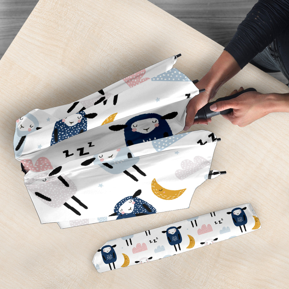 Cute Sleeping Sheep Moon Cloud Pattern Umbrella