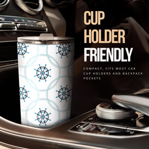 Nautical Steering Wheel Chain Tumbler