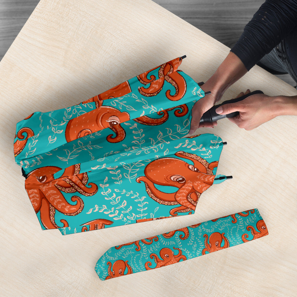 Octopus Turquoise Background Umbrella