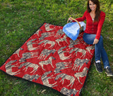 Zebra Abstract Red Background Premium Quilt