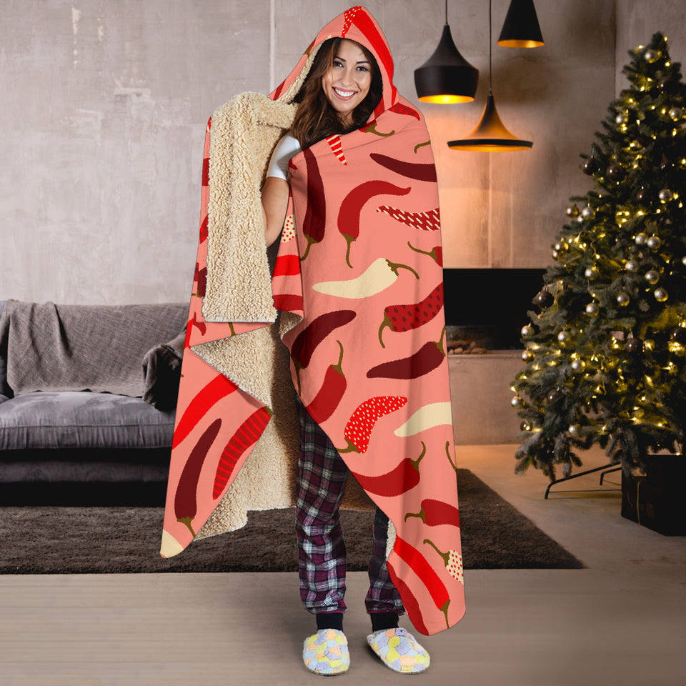 Beautiful Chili Peppers Pattern Hooded Blanket