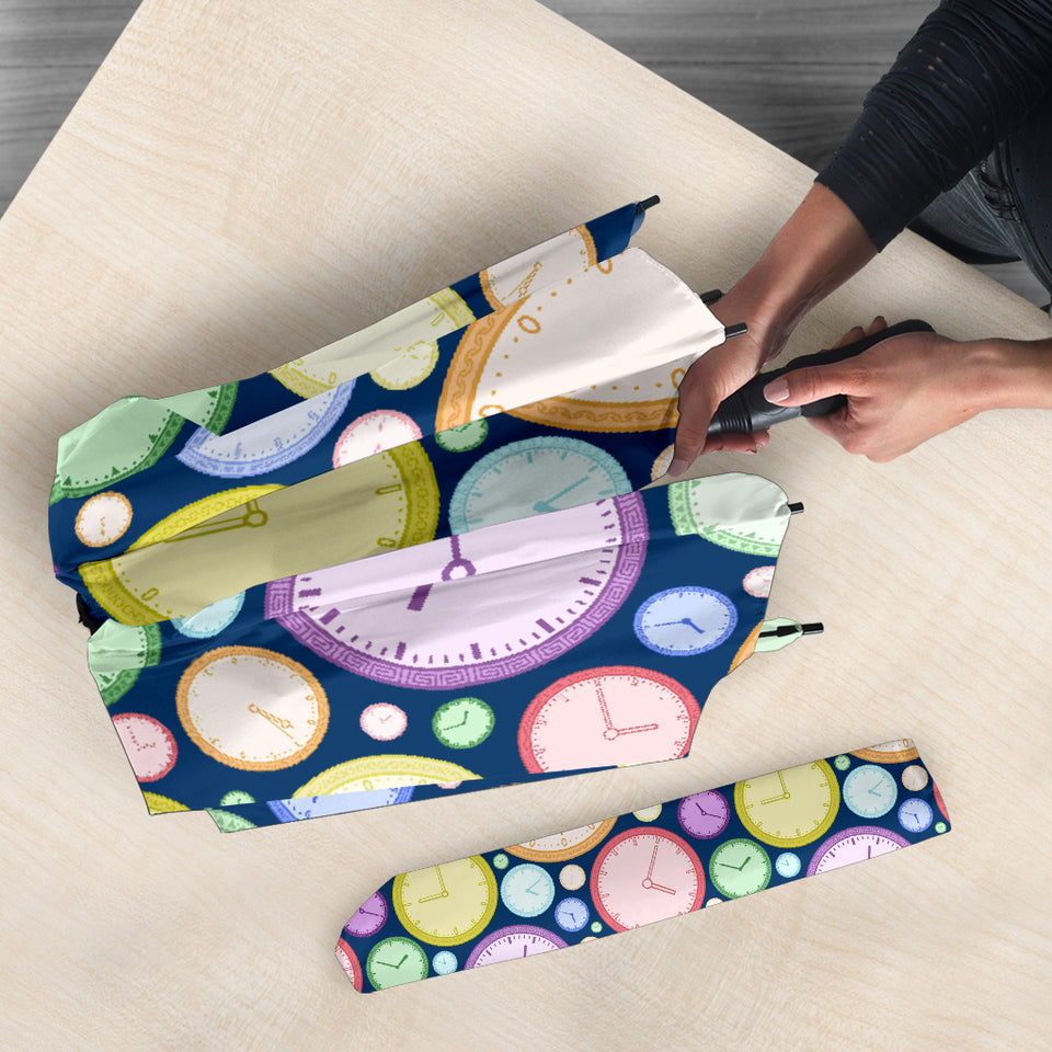 Colorful Clock Background Umbrella