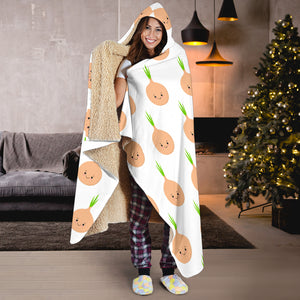 Cute Onions Smiling Faces Hooded Blanket