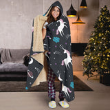 Unicorn Rainbows Moon Clound Star Pattern Hooded Blanket