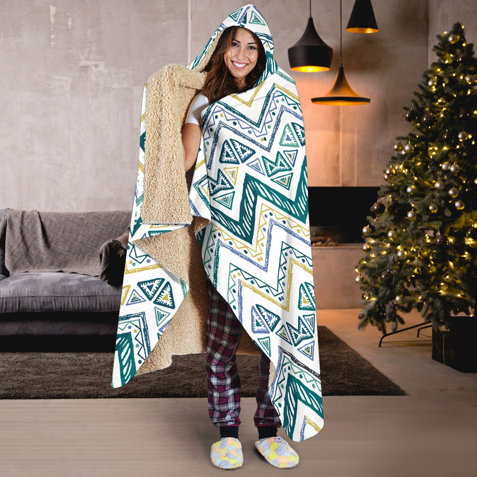 Zigzag  Chevron Paint Design Pattern Hooded Blanket