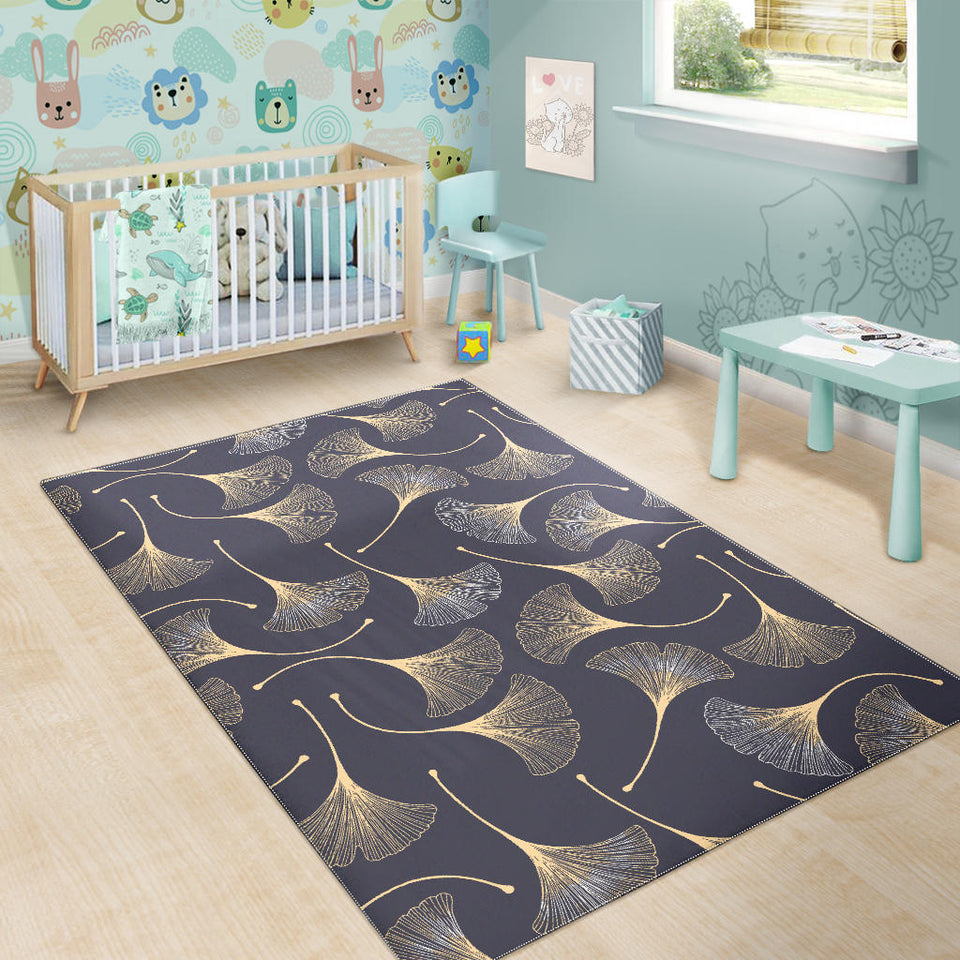 Gold Ginkgo Leaves Area Rug