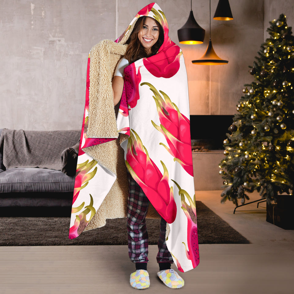 Dragon Fruits Design Pattern Hooded Blanket