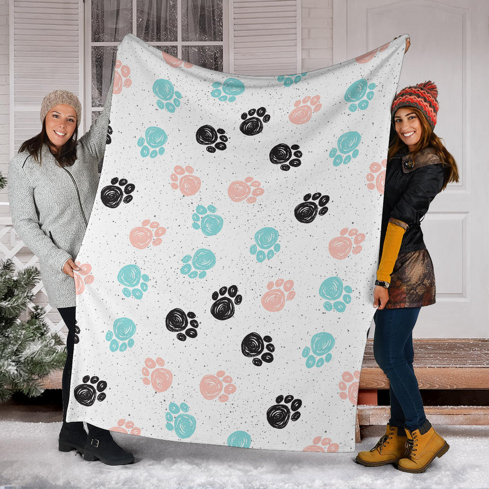 Dog Paws Pattern Print Design 04 Premium Blanket
