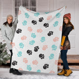 Dog Paws Pattern Print Design 04 Premium Blanket