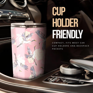 Japanese Crane Rose Pattern Tumbler