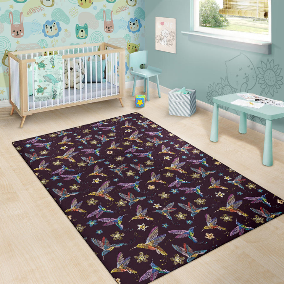 Hummingbird Pattern Print Design 04 Area Rug