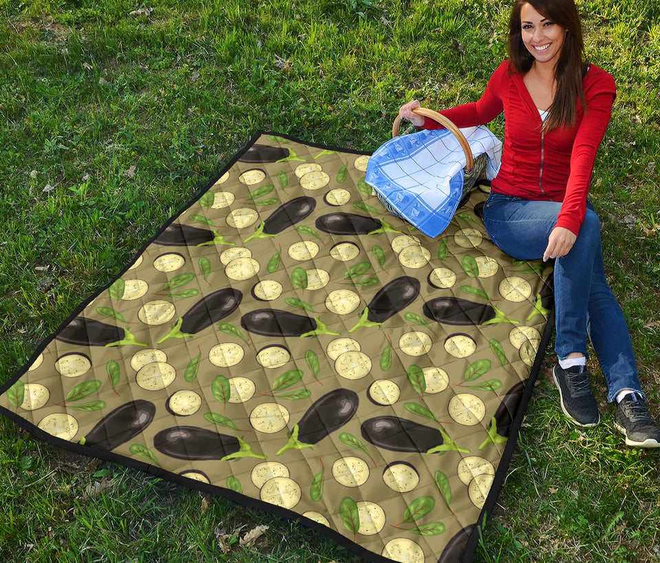 Eggplant Pattern Print Design 02 Premium Quilt
