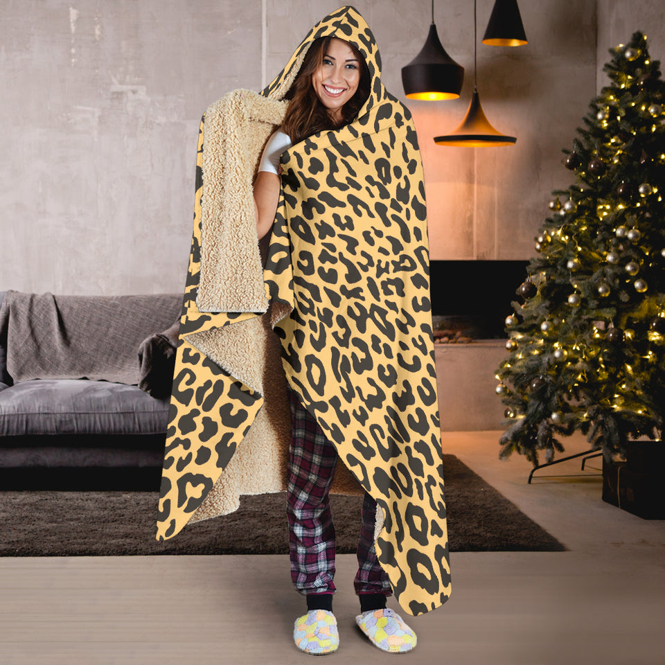 Leopard Skin Print Hooded Blanket