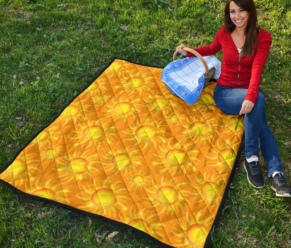 Sun Orange Background Premium Quilt