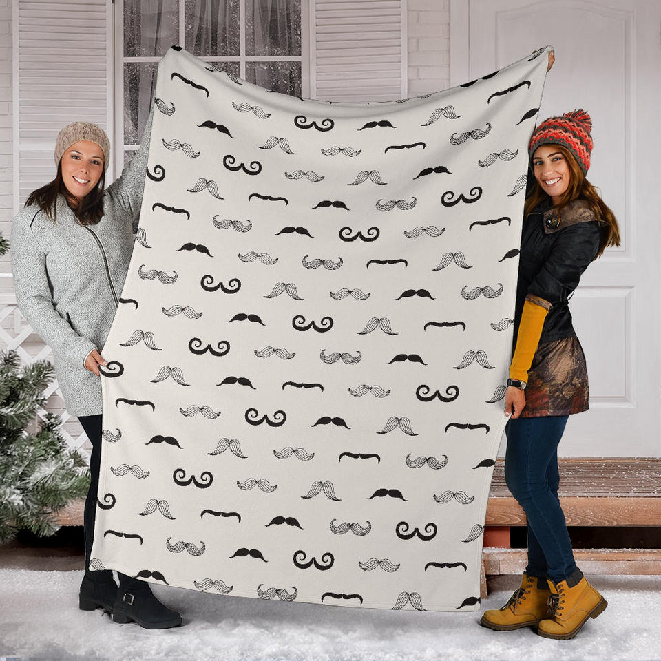 Mustache Beard Pattern Print Design 05 Premium Blanket