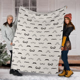 Mustache Beard Pattern Print Design 05 Premium Blanket