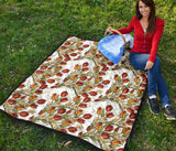 Red Tulips And Daffodils Pattern Premium Quilt