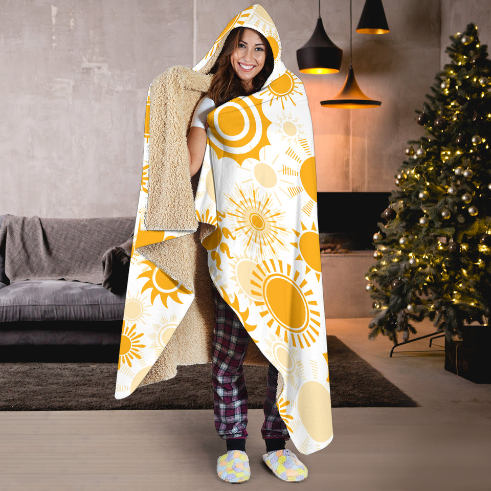 Sun Design Pattern Hooded Blanket