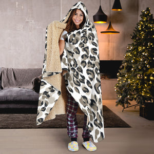 Leopard Skin Print Pattern Hooded Blanket