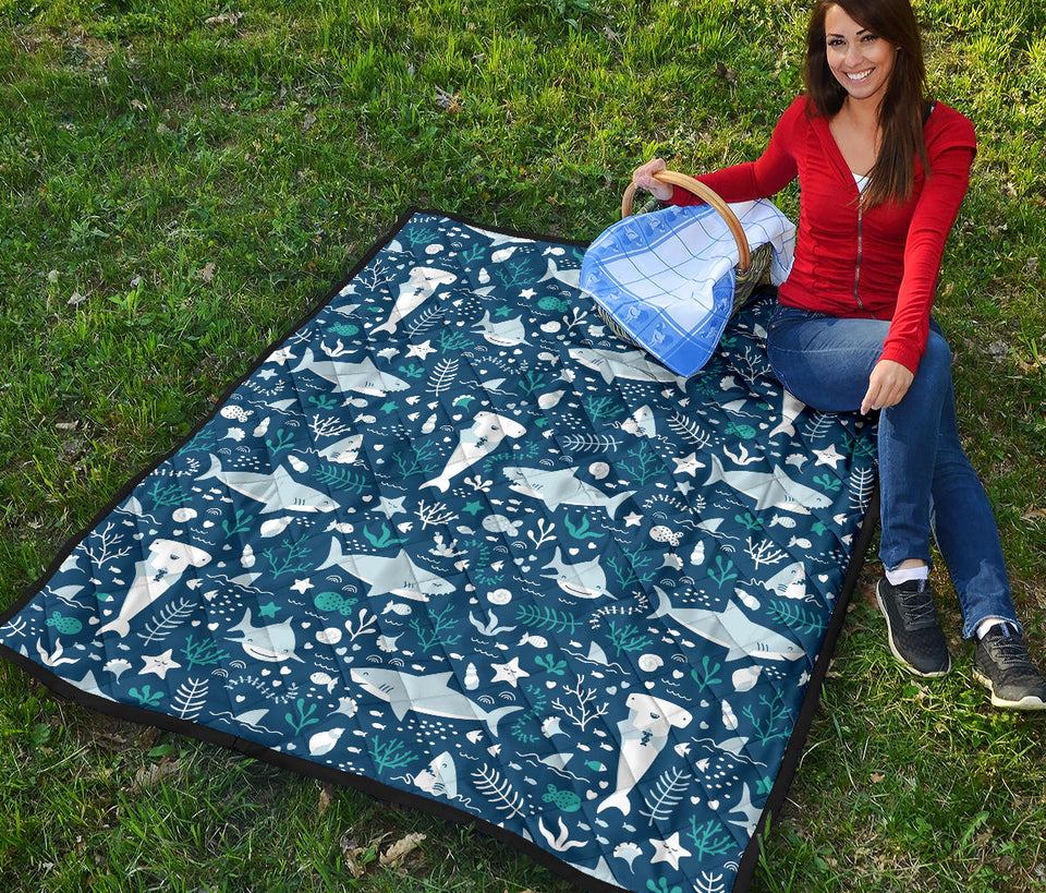 Cute Shark Pattern Premium Quilt