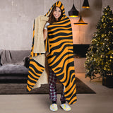 Bengal Tigers Skin Print Pattern Background Hooded Blanket