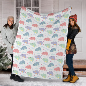 Hippopotamus Pattern Print Design 03 Premium Blanket