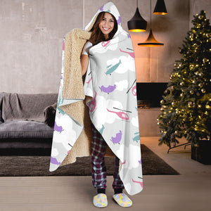 Helicopter Plane Pattern Hooded Blanket