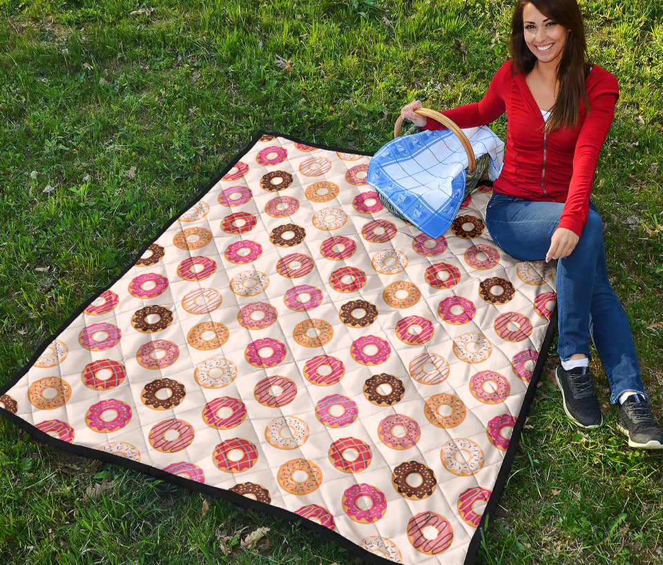 Colorful Donut Pattern Premium Quilt