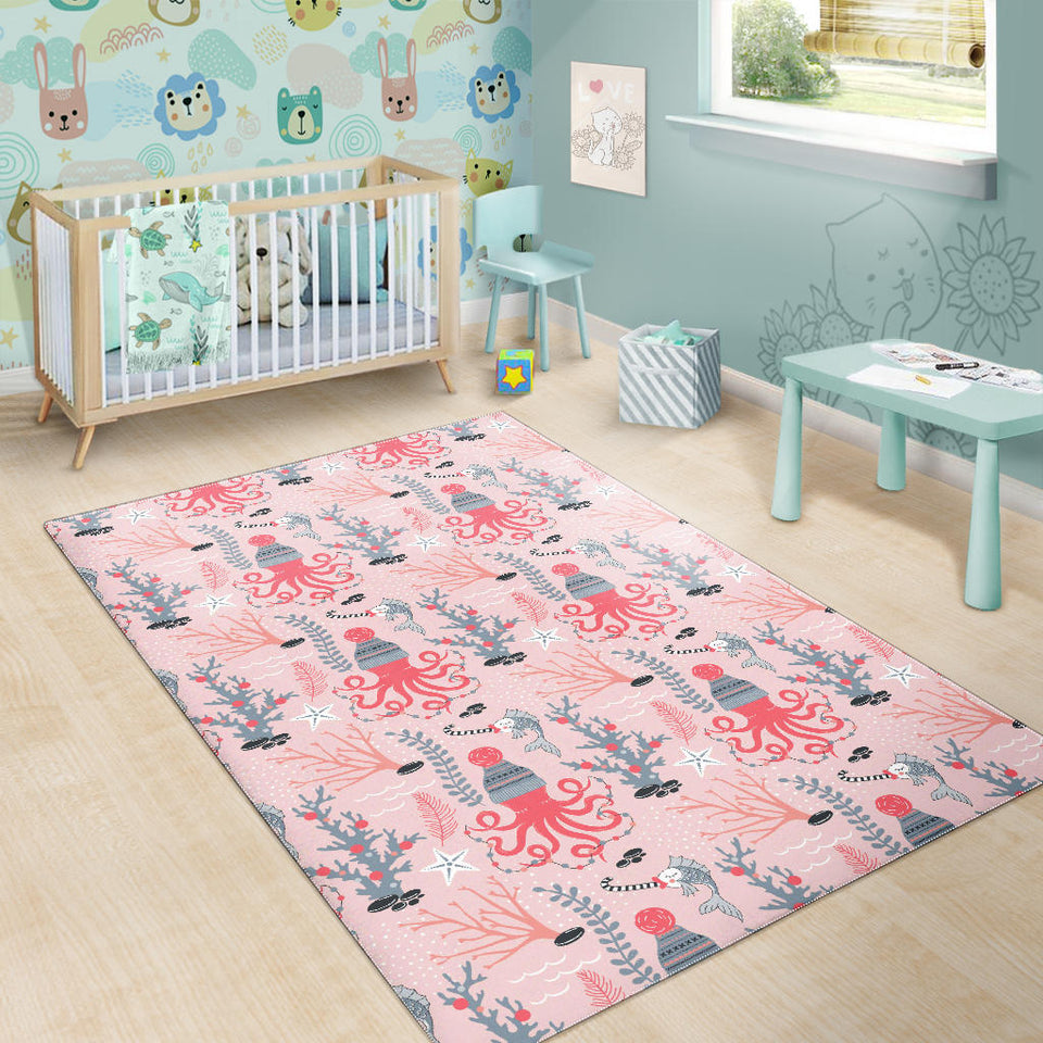 Octopus Winter Hat Garland Fish Candy Seaweed Coral Starfish Area Rug