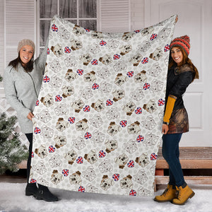 English Bulldog Pattern Print Design 01 Premium Blanket
