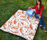 Watercolor Koi Fish Carp Fish Pattern Premium Quilt