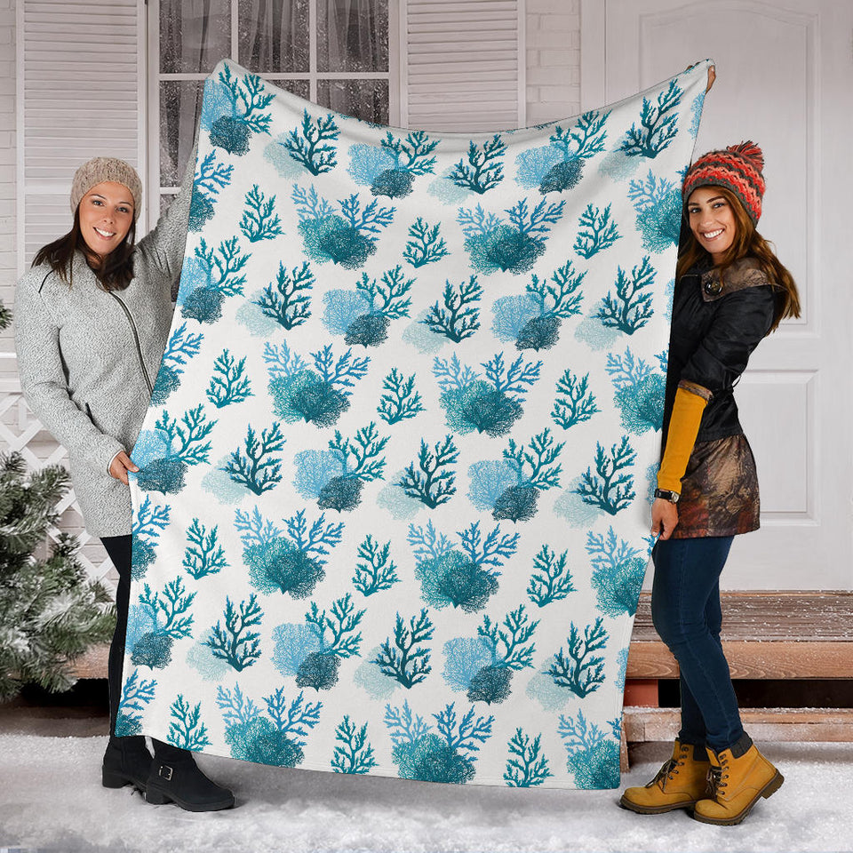 Coral Reef Pattern Print Design 04 Premium Blanket