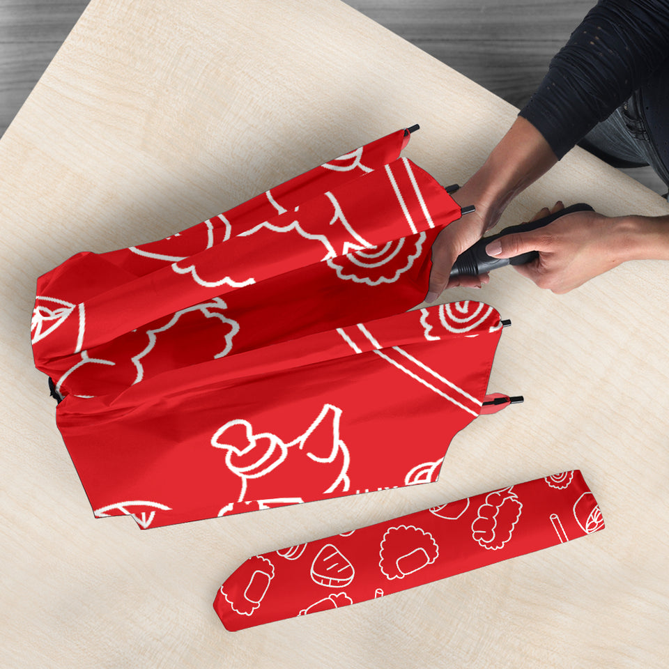 Sushi Pattern Red Background Umbrella