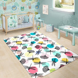 Dragonflies Ginkgo Leaves Pattern Area Rug